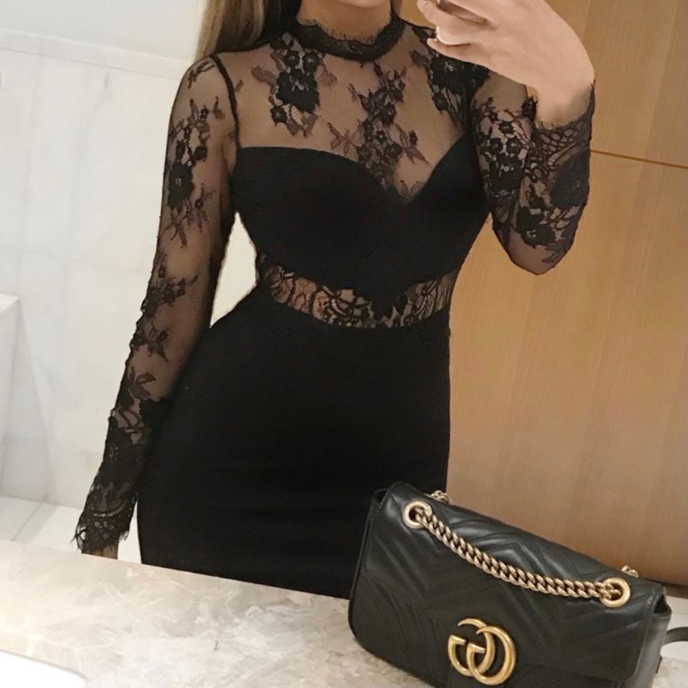 FOREVER 21 black lace dress S